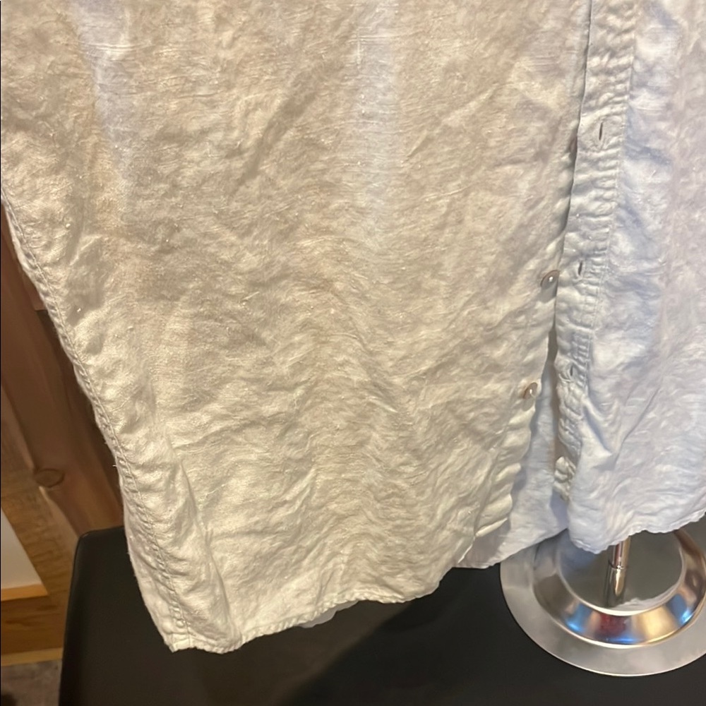 Chico's Soft Blue/Green Button-Up 100% Linen - Picture 5 of 12